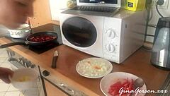 Cooking Russian Borscht At Home With Blonde Teen