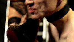 russian femdom dominates with intense foot worship spanking