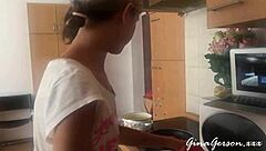 Cooking Russian Borscht At Home With Blonde Teen