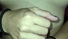 Intense handjob with egg on delicious dick