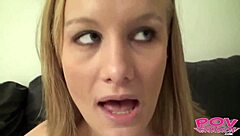 Cute Blonde Leah Teases And Gives Pov Blowjob To Cock