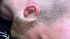 Hunk gives deepthroat blowjob to monster cock in outdoor nature setting