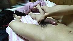 I watched this Japanese housewife's gentle handjob and blowjob