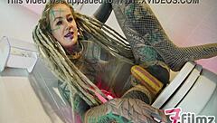 Tattooed Dreaded Model Pounds Ass with Anal Toys in Piss Fetish Session