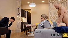 Teen Girlfriend Gives Blowjob in Tricky Cuckold Situation