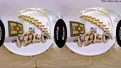 hot shemale threesome with a girl in vr