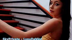 Delicious Petite Lunadevaal Teases With Fingering Her Shaved Pussy Upstairs