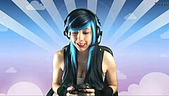 This 19-year-old emo babe flashes her big boobs in a downblouse game session. 😏