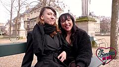 I'm watching Bianca and Melany's naughty lesbian threesome in lingerie.