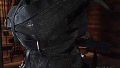 Brunette slave endures whipping and bondage before deepthroating and fucking in bizarre bdsm session