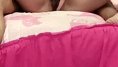 Hand masturbation turns to vibrator play with dildo on big ass latina pussy.