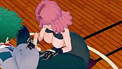 mei hatsume and midoriya have uncensored sex with blowjob handjob cumshot