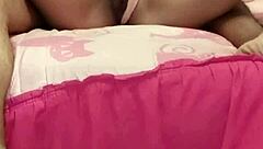 Hand masturbation turns to vibrator play with dildo on big ass latina pussy.