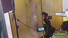 Brazilian Blonde's Huge Tits Tease In Shower