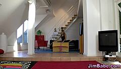 petite teen rides senior in fun activity