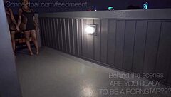 Ebony Twins Goho and Feedme Suck Big Black Cock on Rooftop