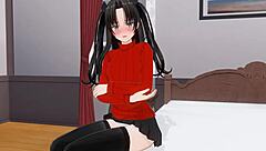 in this hentai anime, rin's voice heals with onasapo asmr, using onaho and earphones