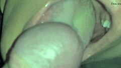 she feels my fresh cum slowly running into her mouth with her tongue