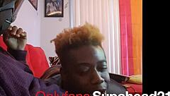 Ebony crossdresser gives bareback blowjob