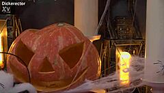 Couple Celebrates Halloween By Having Threeway With Redhead Shaved Pussy