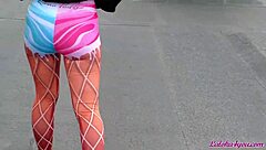 Cute babe sucks monster cock on roof POV