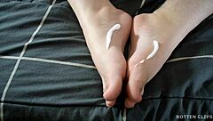 She says, 'Massage my feet and worship them' in this fetish video