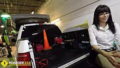 Isabel moon gives intense pov blowjob on a truck roadside with deepthroat action