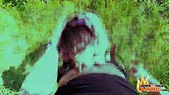 Dtfdating brunette milf with big natural tits gets fucked by stranger outdoors