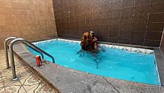 Sexy Tattooed Amateur Gets Caught Having Sex In The Pool