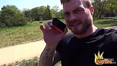 Dtfdating brunette milf with big natural tits gets fucked by stranger outdoors