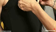 Bound slut gets anal banged in tattoo shop