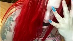 naked chubby bbw with huge big tits does rope masturbation on her boobs