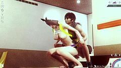 Weird Pose Couple Riding Cowgirl In Fetish 3D