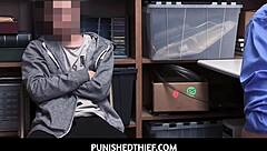 Punished thief Rachael Cavallis takes big cock deep in pussy in garage