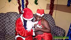 Getting rough with Santa's gift: hot doggystyle and pussy action
