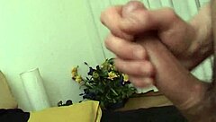 italian milf masturbates at work while stroking cock for cum