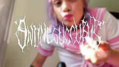 Teen Schoolgirl Rubs Ass, Gives Oral