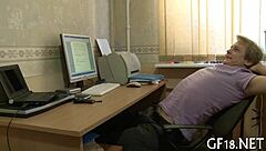 Guy Just Sits and Watches the Mature Woman