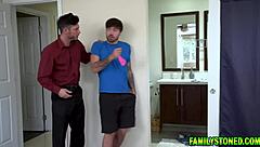 These sneaky stepsiblings fuck hard in the bedroom while he's gone.