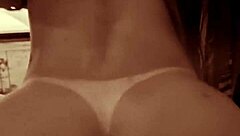 Wife rides cowgirl and sits on brunette cock while wearing bikini