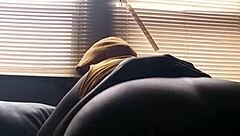 Cheating girlfriend takes deep anal while boyfriend works