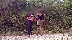 Aroused Asian couple engages in outdoor sex with vocal enthusiasm