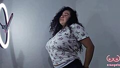 busty latina dances sexy in front of her brother-in-law