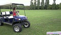 hey, that small-tits euro babe is really into outdoor foot play