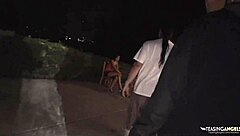 Steamy threesome with brunette and blonde babe and well-hung stud