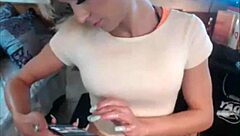 blonde shemale jerks off on live webcam