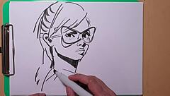 i'm sketching a quick portrait with copic markers
