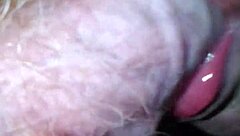 This slut takes the fat hairy cock from shemale