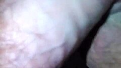 This slut takes the fat hairy cock from shemale