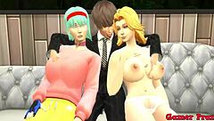 Light Yagami's Threesome with Rangiku and Bulma in Anime Porn
